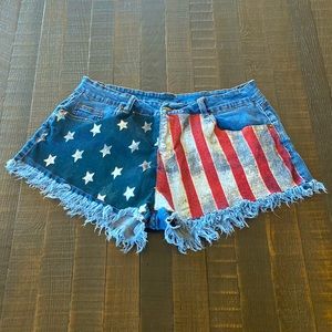 American Flag Denim High Rise Short Shorts